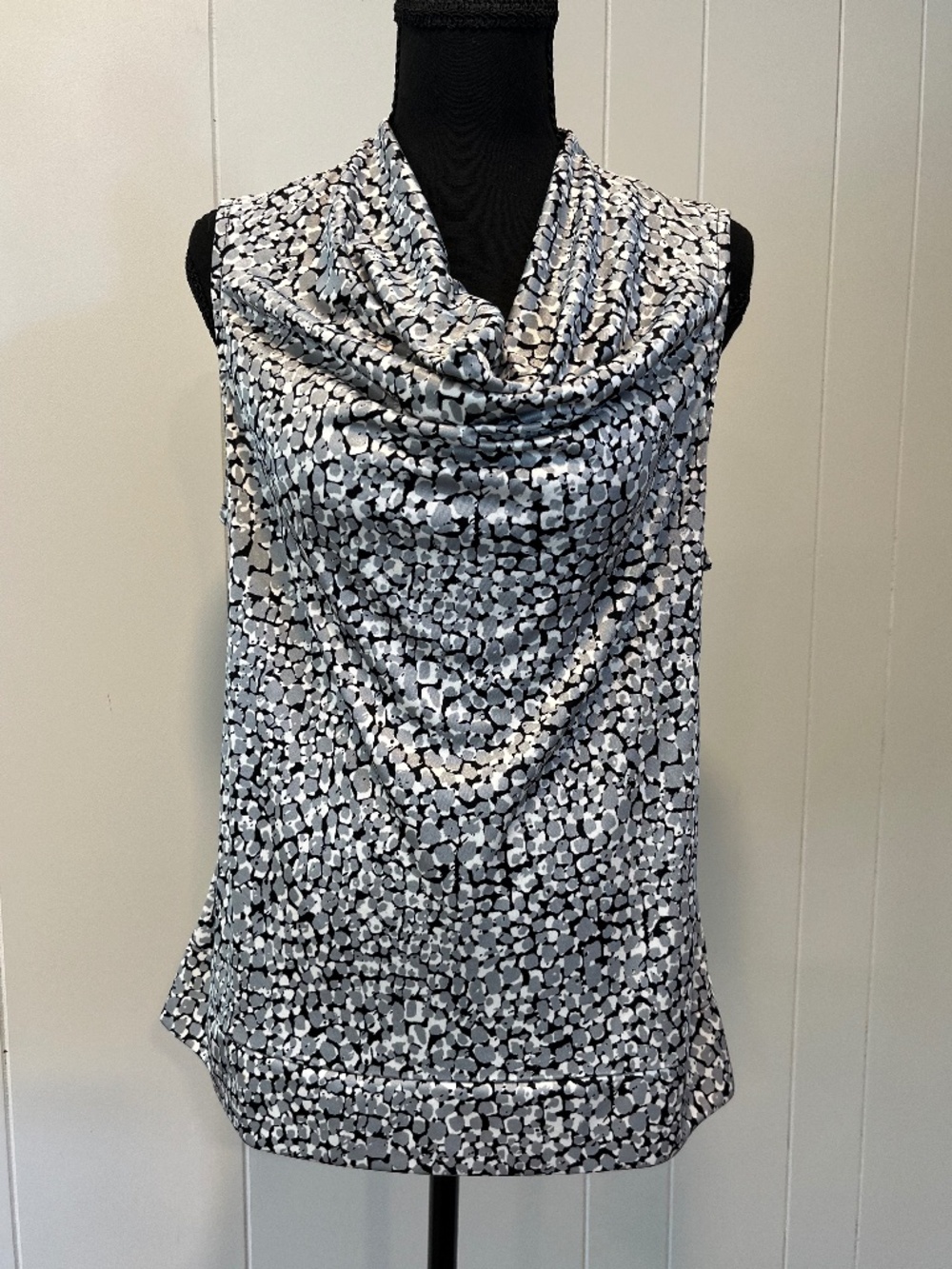 Alfani sz L Sleeveless Cowl Neck Pullover Top Sophisticated Career Wear Pebble